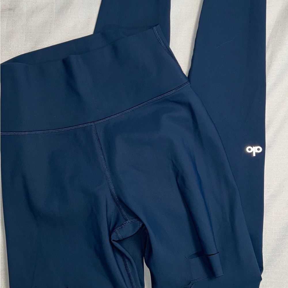 Alo Yoga Ripped Warrior Leggings Navy High Waist Cutout Yoga Pants